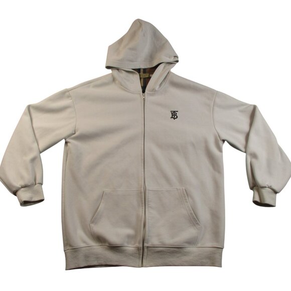Burberry TB Logo Thomas Hoodie Jacket Youth Large Cream Full Zip